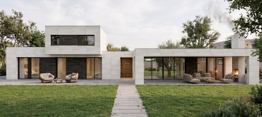 Vista exterior alternativa del Modelo M3-02 en jardín